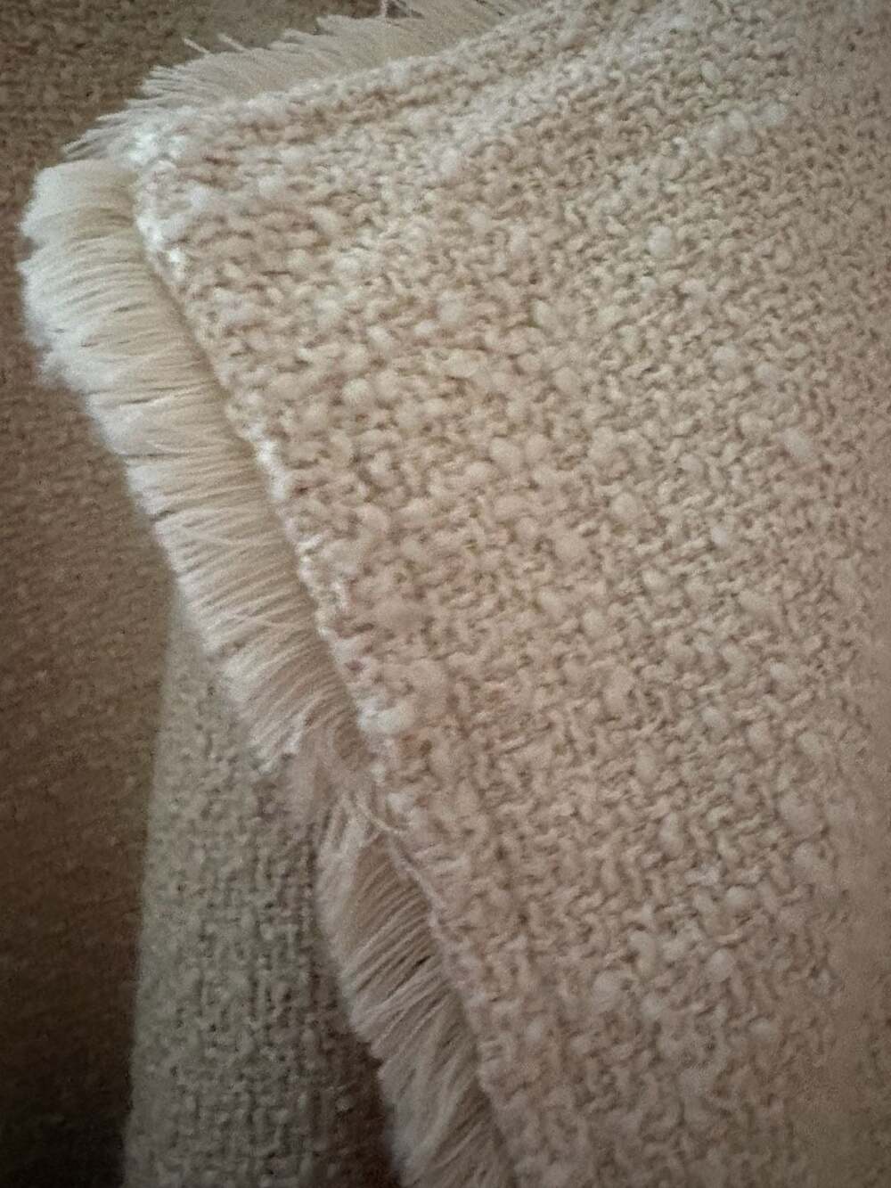 Future Collective Cream Boucle Frayed Edge Trench Coat - Picture 7 of 9